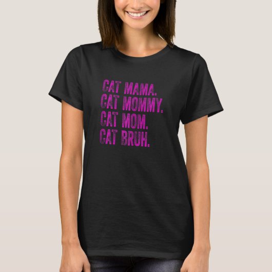 猫ママ 母さん お母さん 猫好き ネコ ネコ好き 猫ママさん にゃんこママ Tシャツ (正面)