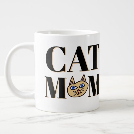 猫ママ 猫の顔 名前入り ジャンボコーヒーマグカップ (左)