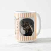 猫ママ 2枚の写真 ストライプ パステルカラー コーヒーマグカップ (正面右)