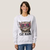猫ママTシャツサングラスおもしろい猫 スウェットシャツ (正面フル)