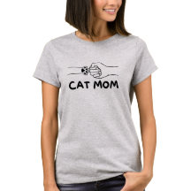 猫ママTシャツ猫の手と女性の手のプリント