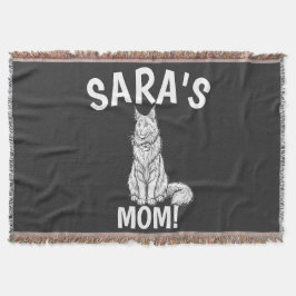 猫ママTシャツ、名入れ、メインクーン、帽子 スローブランケット