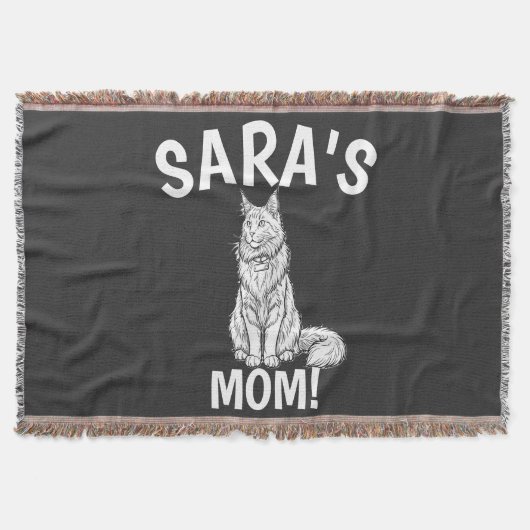 猫ママTシャツ、名入れ、メインクーン、帽子 スローブランケット (正面)
