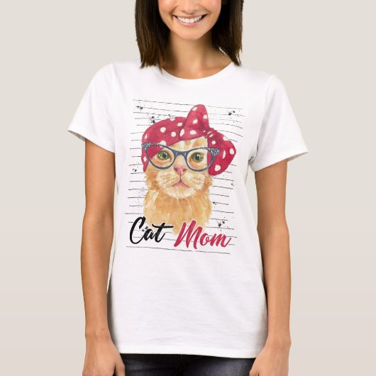 猫ママTシャツ 誕生日 プレゼント 猫好きへのギフト Tシャツ (正面)