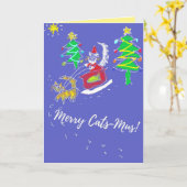 猫マメリース猫クリスマスカード カード (黄色い花)