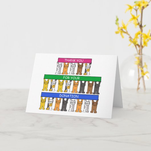 猫マンガを寄付してくれてありがとう。 カード (黄色い花)