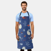 猫マーメイド、テクスチャのシームレスなパターン。 エプロン (着用した状態)