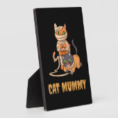 猫ミイラおかしなハロウィーン猫ママ女性 フォトプラーク (側面)