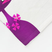 猫ミッドセンチュリー可愛い紫ガーリーがかったピンクの白 フリースブランケット (角)