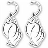 猫ミニマルタトゥー。ホワイトエッジのステッカー2枚 シール (正面)