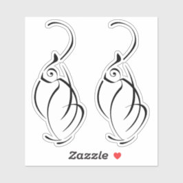 猫ミニマルタトゥー。ホワイトエッジのステッカー2枚 シール