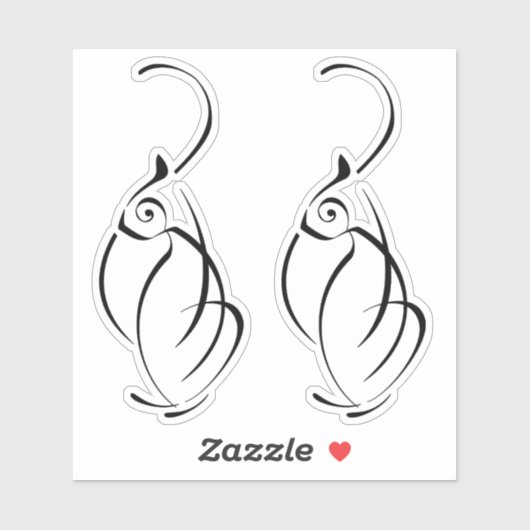 猫ミニマルタトゥー。ホワイトエッジのステッカー2枚 シール (シート)