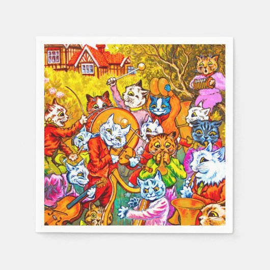 猫ミュージカルバンド スタンダードカクテルナプキン (正面)
