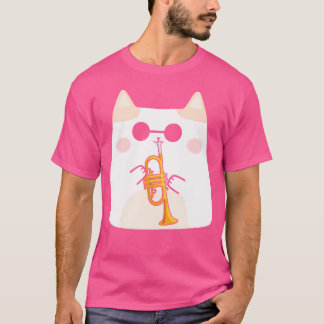 猫ミュージシャンかわいい動物愛者トランペーターアイディアトラム Tシャツ