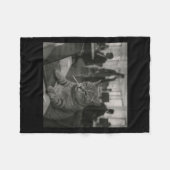 猫ミームおもしろい喫煙タバコの仕事用ユーモア フリースブランケット (正面(横))