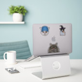 猫ミーム シール (デスク上のノートパソコン)