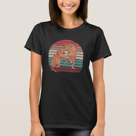 猫ミーム 太った猫の進化 動物 Tシャツ (正面)