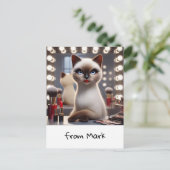 猫メイクアップアーティスト猫好きに最適 ポストカード (スタンド正面)