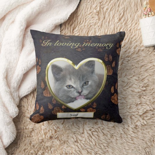 猫メモリアル素朴ポープリント写真パーソナライズされた クッション (ブランケット)
