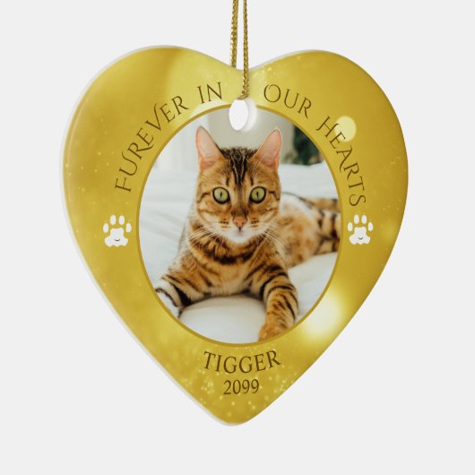 猫メモリアルFUREVER IN OURハート写真記念 セラミックオーナメント (右)