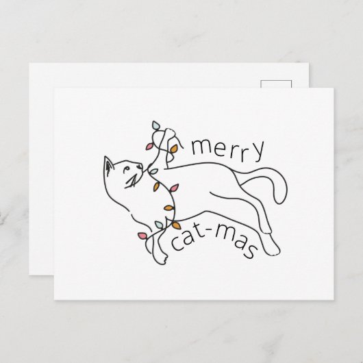 猫メリーのクリスマスライト シーズンポストカード (正面/裏面)