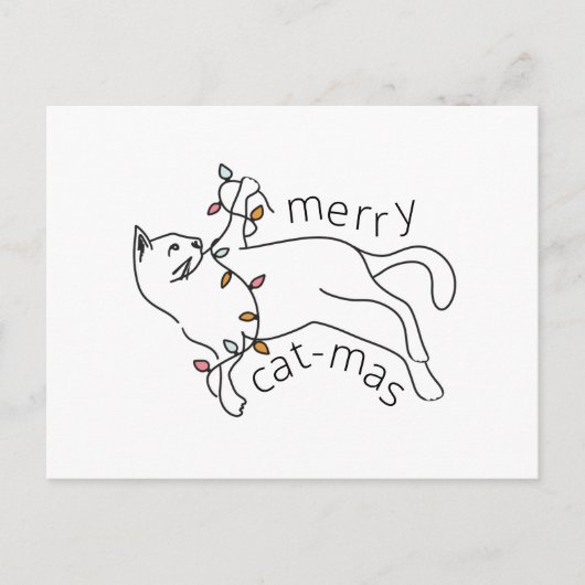 猫メリーのクリスマスライト シーズンポストカード (正面)