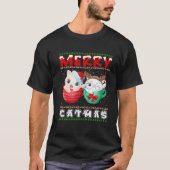 猫メリーの醜い猫おもしろいクリスマス猫ラブ Tシャツ (正面)