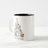 猫メリー猫クリスマスツリークリスマス ツートーンマグカップ (正面左)