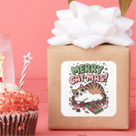 猫メリー祭り！キュートなクリスマスキャットスクエアステッカー スクエアシール