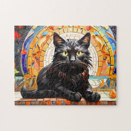 猫モザイクのステンドグラス設計者パズル ジグソーパズル