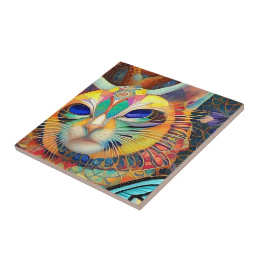 猫モザイクカラフル抽象芸術子猫 タイル (側面)