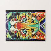 猫モザイク数々のカラーの美しい子猫の声 ジグソーパズル (横)