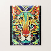 猫モザイク数々のカラーの美しい子猫の声 ジグソーパズル (縦)