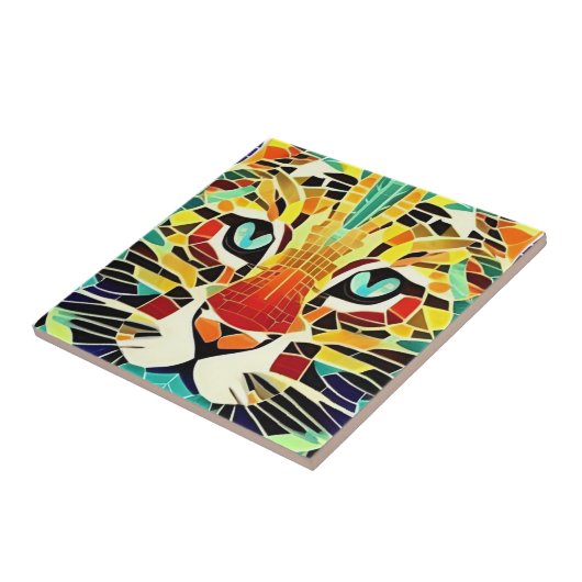 猫モザイク数々のカラーの美しい子猫の声 タイル (側面)