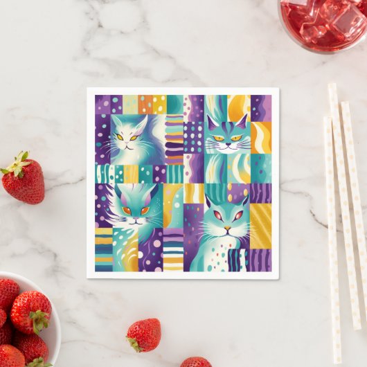 猫モザイク3 スタンダードカクテルナプキン (インサイチュ)