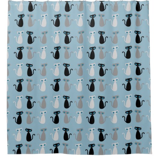 猫モダンのカスタムカラーシャワー シャワーカーテン (正面)