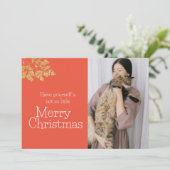 猫モダンのクリスマスワンフォト シーズンカード (スタンド正面)