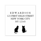 猫モダンシルエットカスタム差出人住所スタンプ セルフインキングスタンプ (デザイン)