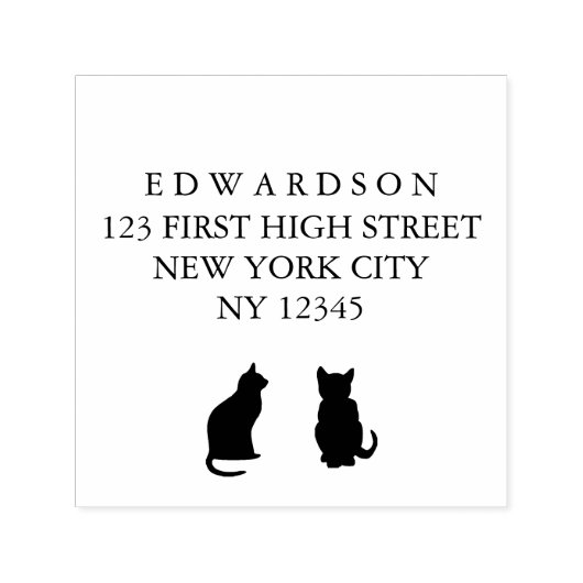 猫モダンシルエットカスタム差出人住所スタンプ セルフインキングスタンプ (デザイン)