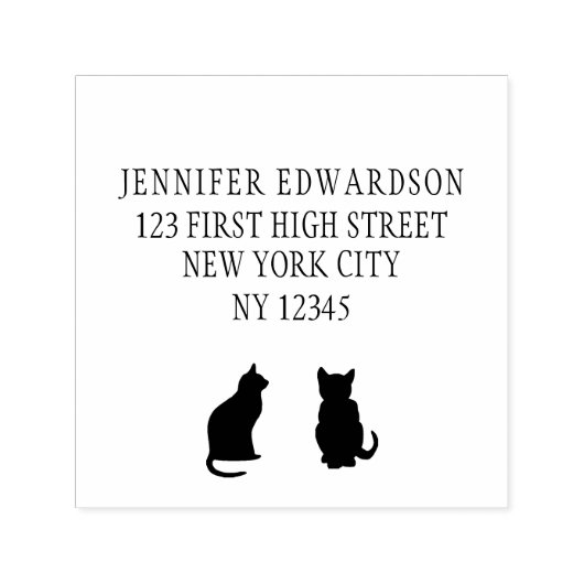 猫モダンシルエットカスタム差出人住所スタンプ セルフインキングスタンプ (デザイン)