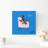 猫モダン – フェッチ スクエア壁時計 (ホーム)