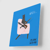 猫モダン – フェッチ スクエア壁時計 (傾斜)