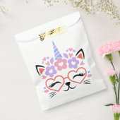 猫ユニコーンかわいいピンク紫の女の子の誕生日パーティー フェイバーバッグ (封をした状態)