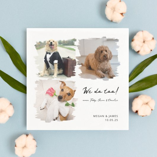 猫ユニーク犬の愛猫の写真3枚結婚 スタンダードカクテルナプキン