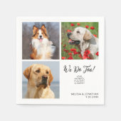 猫ユニーク犬の愛猫の写真3枚結婚 スタンダードカクテルナプキン (正面)