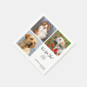 猫ユニーク犬の愛猫の写真3枚結婚 スタンダードカクテルナプキン (角)