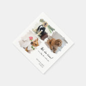 猫ユニーク犬の愛猫の写真3枚結婚 スタンダードカクテルナプキン (角)