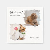 猫ユニーク犬の愛玩写真2枚結婚 スタンダードカクテルナプキン (正面)