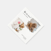 猫ユニーク犬の愛玩写真2枚結婚 スタンダードカクテルナプキン (角)