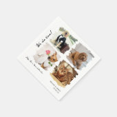 猫ユニーク犬の愛玩写真4枚結婚 スタンダードカクテルナプキン (角)